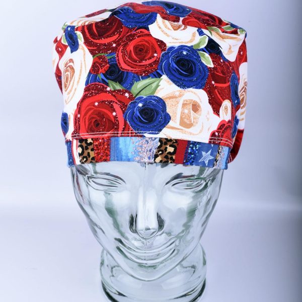 Stretchy-Full-Coverage-Scrub-Cap-Patriotic-Floral