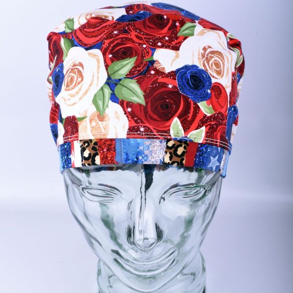 Stretchy-Full-Coverage-Scrub-Cap-Patriotic-Floral