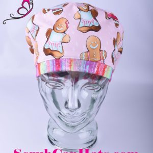 Stretchy-Full-Coverage-Scrub-Cap-Pink-Gingerbread-Cookies