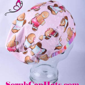 Stretchy-Full-Coverage-Scrub-Cap-Pink-Gingerbread-Cookies