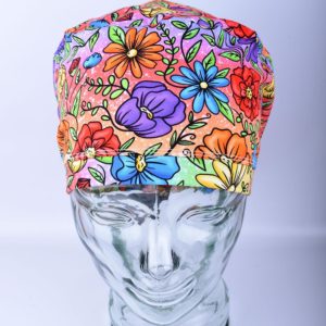 Stretchy-Full-Coverage-Scrub-Cap-Rainbow-Floral