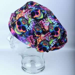 Stretchy-Full-Coverage-Scrub-Cap-Rainbow-Skulls