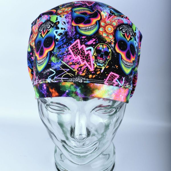 Stretchy-Full-Coverage-Scrub-Cap-Rainbow-Skulls