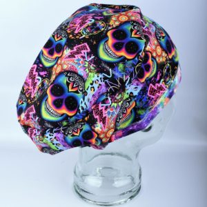 Stretchy-Full-Coverage-Scrub-Cap-Rainbow-Skulls