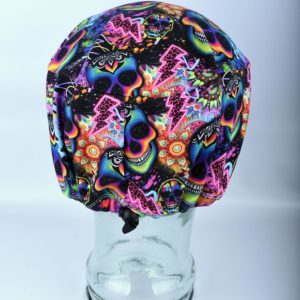 Stretchy-Full-Coverage-Scrub-Cap-Rainbow-Skulls