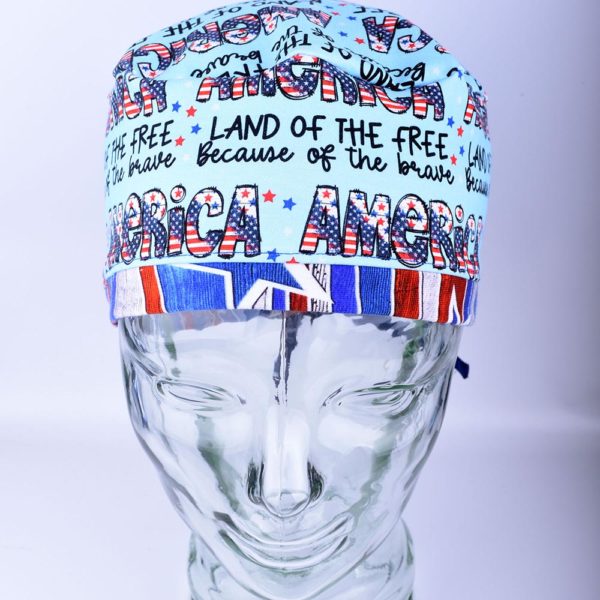 Stretchy-Tie-Back-Scrub-Cap-Patriotic-America