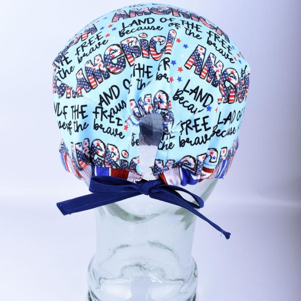 Stretchy-Tie-Back-Scrub-Cap-Patriotic-America