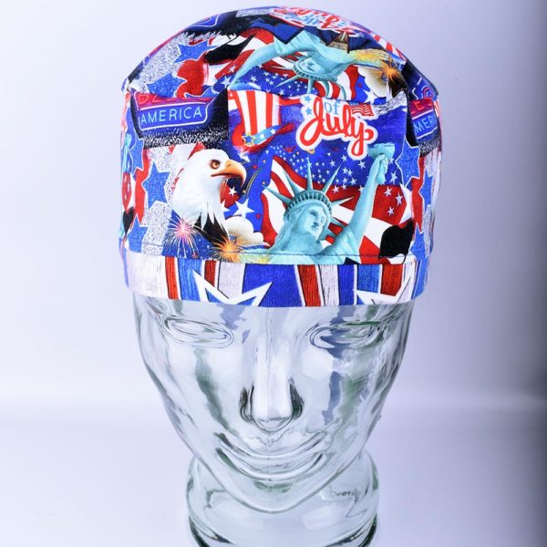 Stretchy-Tie-Back-Scrub-Cap-Patriotic-Independence-Day