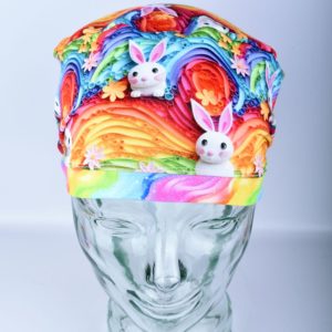 Stretchy-Full-Coverage-Scrub-Cap-Rainbow-Bunnies