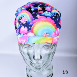 Stretchy-Full-Coverage-Scrub-Cap-Rainbows-and-Flowers