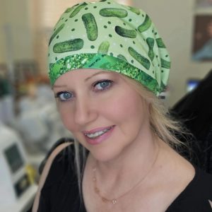 Stretchy Full Coverage Scrub Cap - Green Pickles